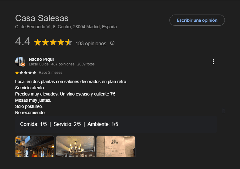 Casa salesas restaurante reseñas