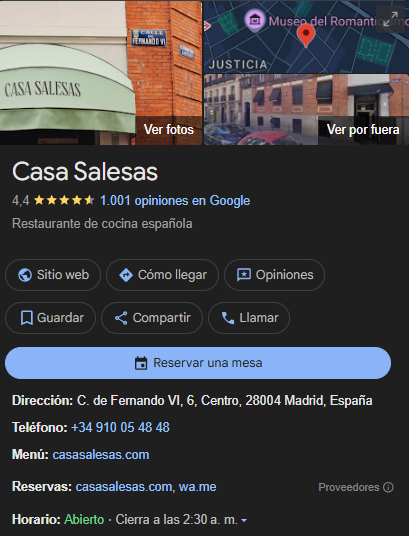 Casa salesas reseñas de google
