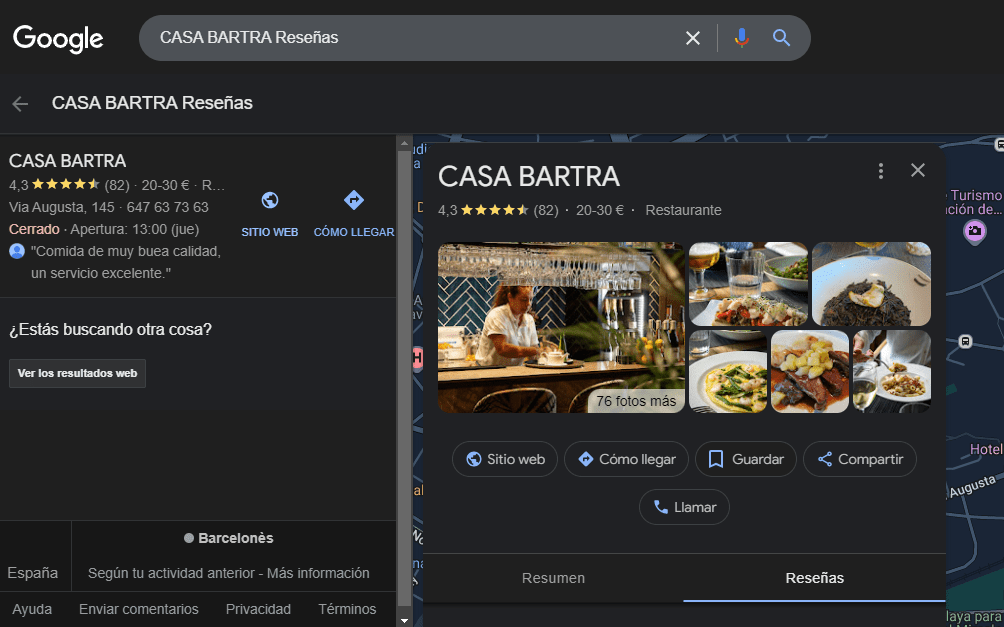 Casa bartra reseñas de google