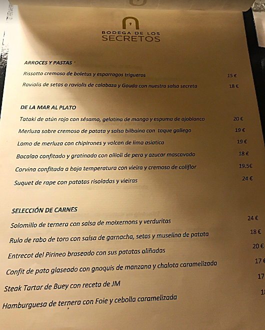 carta la bodega de los secretos