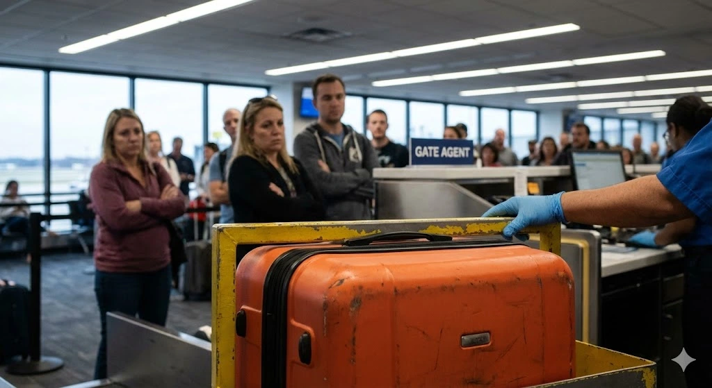 Imagen de una maleta naranja para la categoria de opiniones y reseñas de aerolineas en el blog de viajes de Chillviajes.com