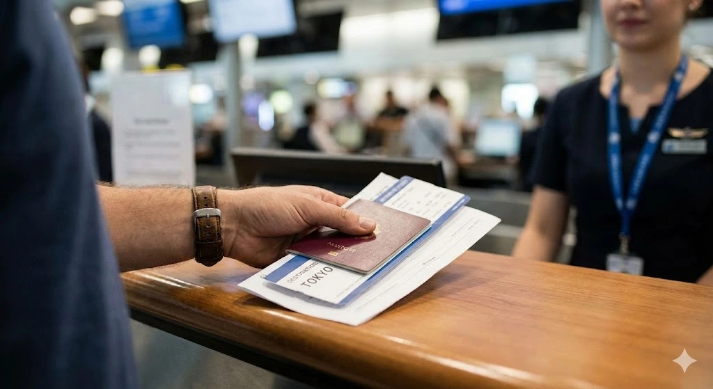 Persona con su pasaporte en la mano reclamando en un mostrador: Imagen de la categoria reclamaciones y demandas del blog de viajes por el mundo chillviajes.com