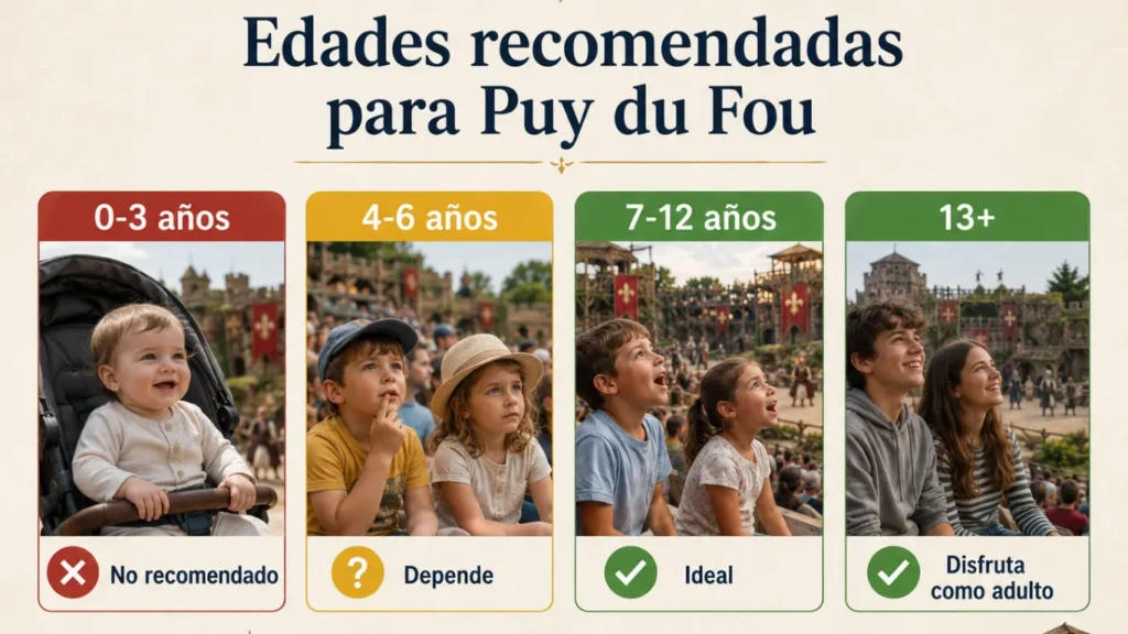 : puy du fou edades recomendadas ninos guía infografia